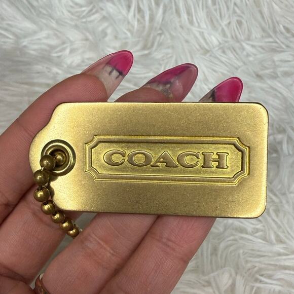 2" y2k COACH Vintage metal  Fob Bag Charm Hang tag Hangtag - Picture 1 of 4